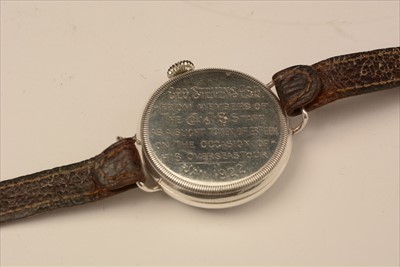 Lot 16 - Of A.J.S. Motorcycle interest: a Record 022K silver trench watch.
