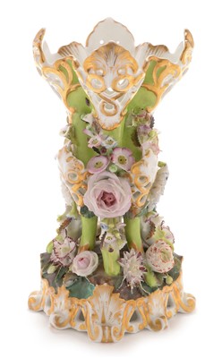 Lot 600 - A Jacob Petit flower encrusted porcelain vase