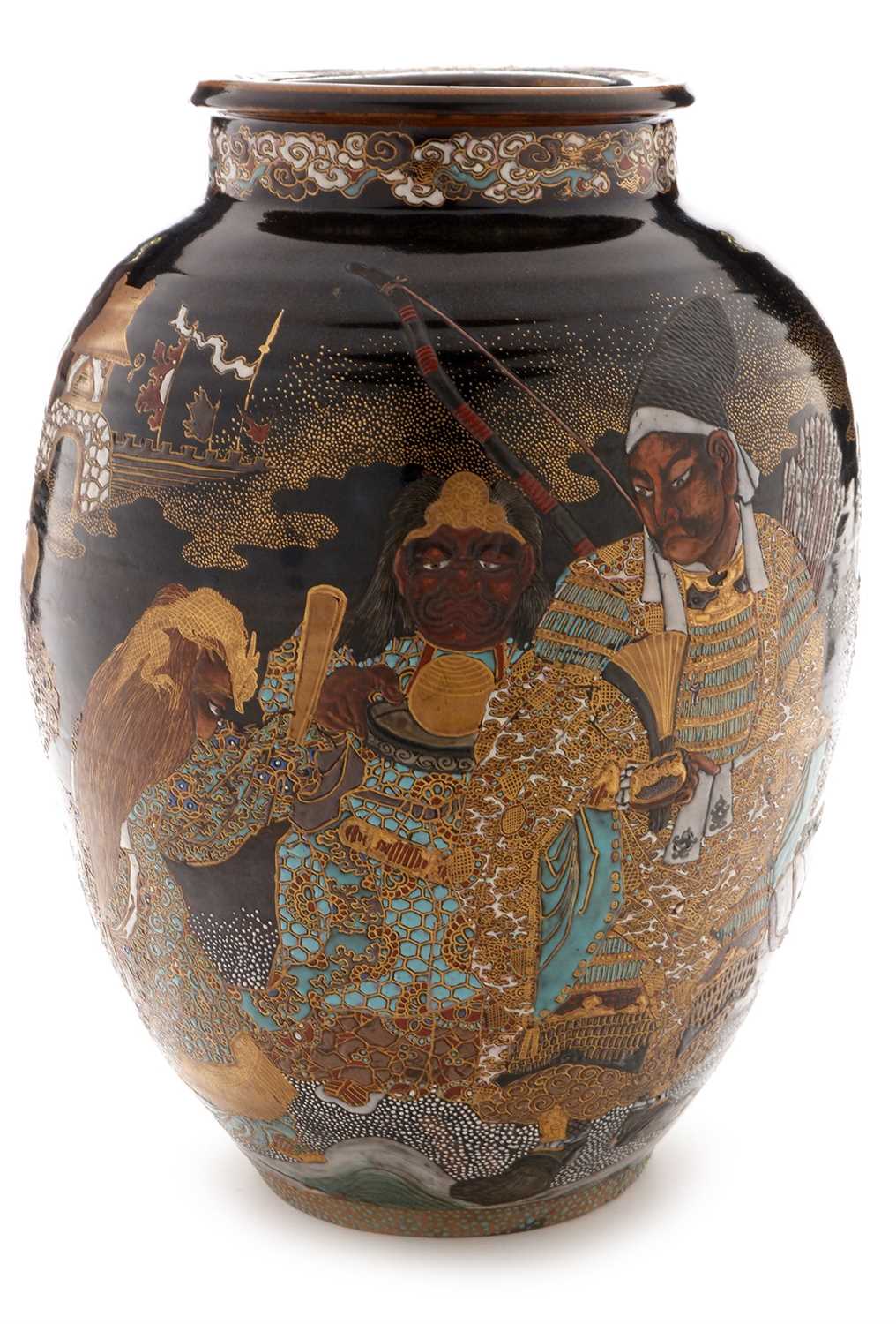 Lot 427 - A late 19th Century Japanese terracotta ovoid vase.
