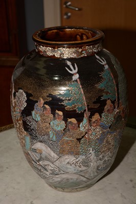 Lot 427 - A late 19th Century Japanese terracotta ovoid vase.