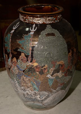 Lot 495 - A late 19th Century Japanese terracotta ovoid vase.