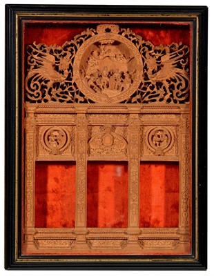 Lot 485 - Chinese sandalwood carved frame 18th Century