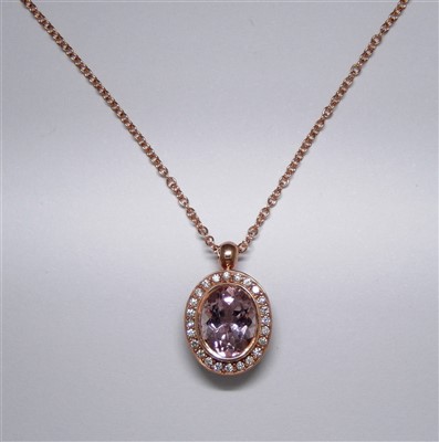 Lot 232 - Morganite and diamond cluster pendant
