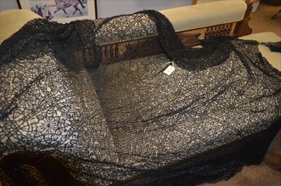 Lot 716 - Victorian mourning shawl