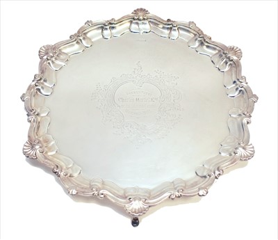 Lot 268 - Edward VII silver tray, Sheffield 1905, (marks...