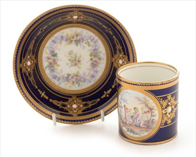 Lot 604 - 19th Century Sevres coffee can and saucer.