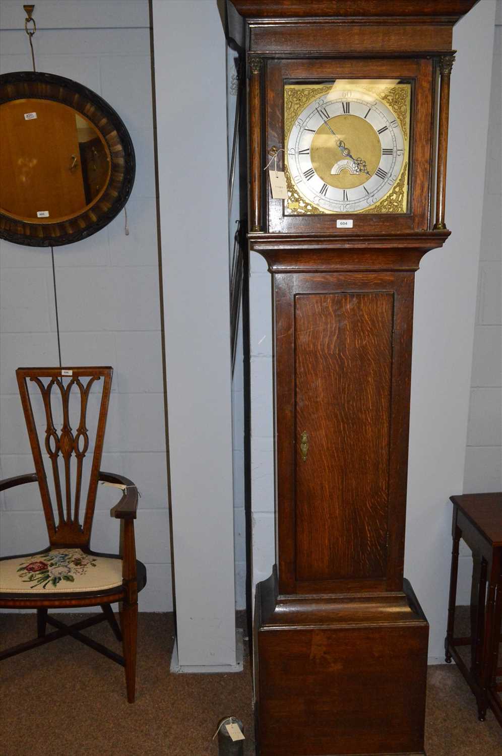 Lot 604 - Oak cased long-case clock