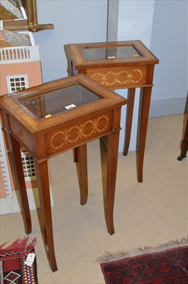 Lot 620 - A pair of modern inlaid mahogany tables