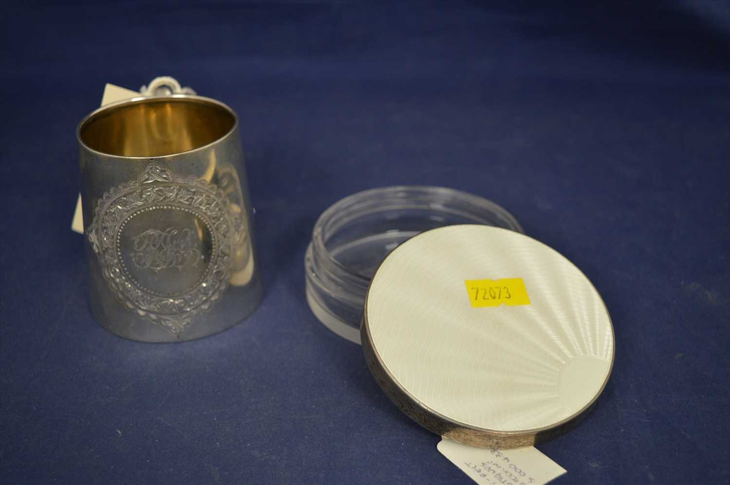 Lot 219 - Silver tankard and rouge pot