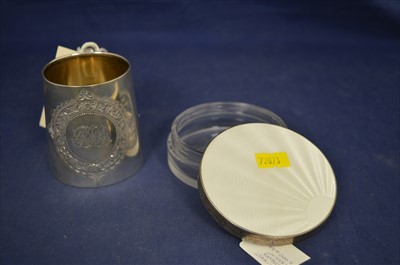 Lot 219 - Silver tankard and rouge pot