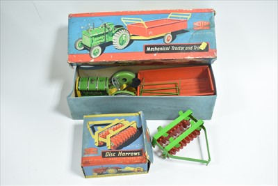 Lot 281 - Mettoy tractor and harrows