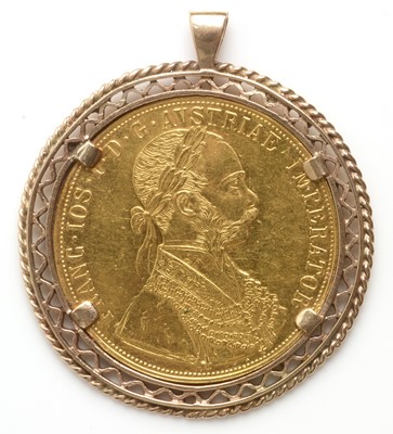 Lot 157 - Franz Joseph I gold 4 Ducat pendant