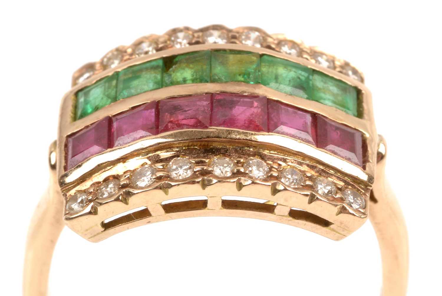 Lot 228 - Ruby, Emerald and Diamond ring