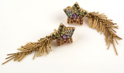 Lot 149 - Glitter star shaped gemstone earrings