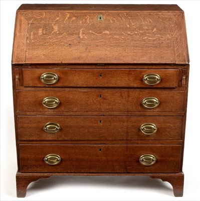 Lot 1020 - George III oak bureau