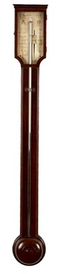 Lot 657 - George III mahogany stick barometer by Dominick Manticha