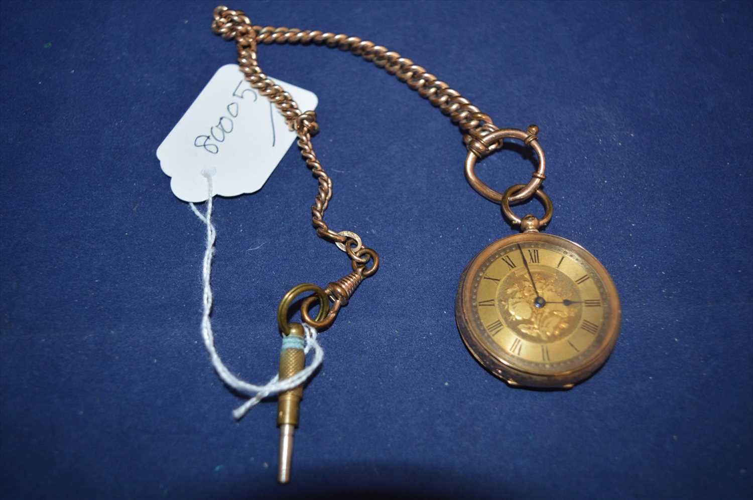 Lot 25 - Fob watch on chain