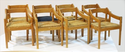 Lot 1176 - Set of eight rush seat dining chairs.