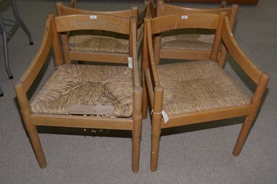 Lot 948 - Set of eight rush seat dining chairs.