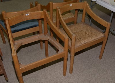 Lot 1176 - Set of eight rush seat dining chairs.