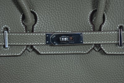 Lot 1091 - Birkin Bag by Hermes: a 30 Sage Clemence...