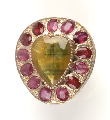 Lot 217 - Pitambari sapphire and ruby dress ring