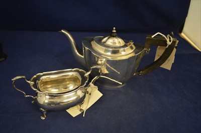 Lot 163 - Silver teapot and sugar bowl.