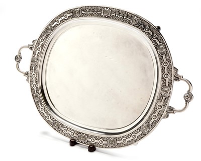 Lot 243 - Plated two handled tray