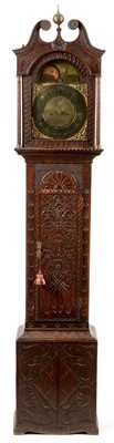 Lot 942 - William Terry, Bedale: a later carved oak longcase clock