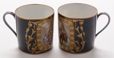 Lot 496 - A pair of Sevres style coffee cans and saucers