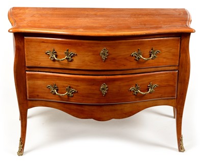 Lot 1072 - Louis XV style satinwood serpentine fronted commode