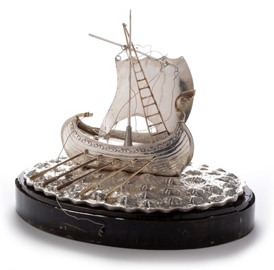 Lot 50 - Silver Viking ship model