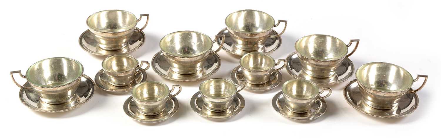 Lot 344 - Austro-Hungarian silver teacups and saucers
