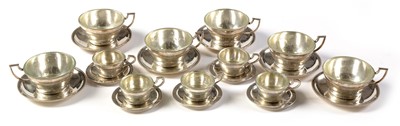 Lot 344 - Austro-Hungarian silver teacups and saucers