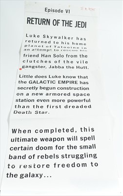 Lot 1105 - Star Wars Episode VI Return of the Jedi opening crawl scroll