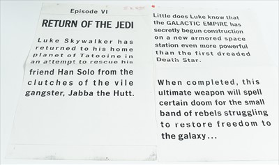 Lot 1105 - Star Wars Episode VI Return of the Jedi opening crawl scroll
