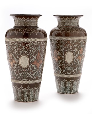 Lot 450 - Pair of Doulton vases by Edith Lupton