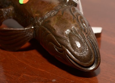 Lot 439 - Pair of Japanese bronze carp
