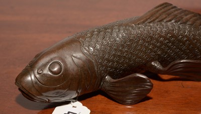 Lot 439 - Pair of Japanese bronze carp