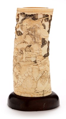 Lot 442 - Japanese Ivory sleeve tusk vase.
