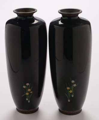 Lot 441 - Pair of Japanese cloisonné vases
