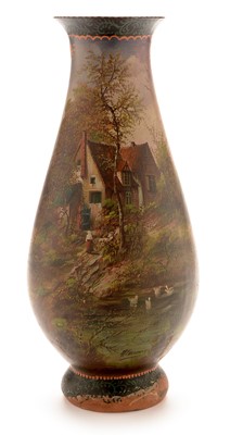 Lot 508 - Late 19th Century French cold painted Terracotta vase