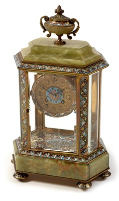 Lot 951 - Champleve and onyx clock