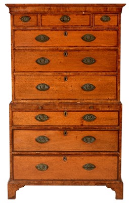 Lot 1108 - A George III mahogany and rosewood crossbanded chest on chest