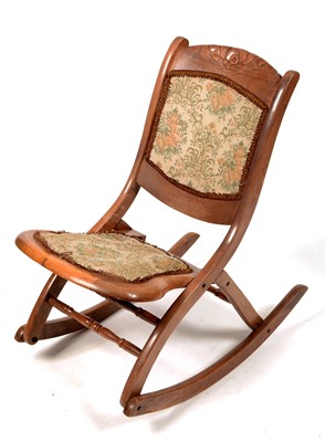 Lot 1174 - early 20th Century walnut framed folding rocking chair