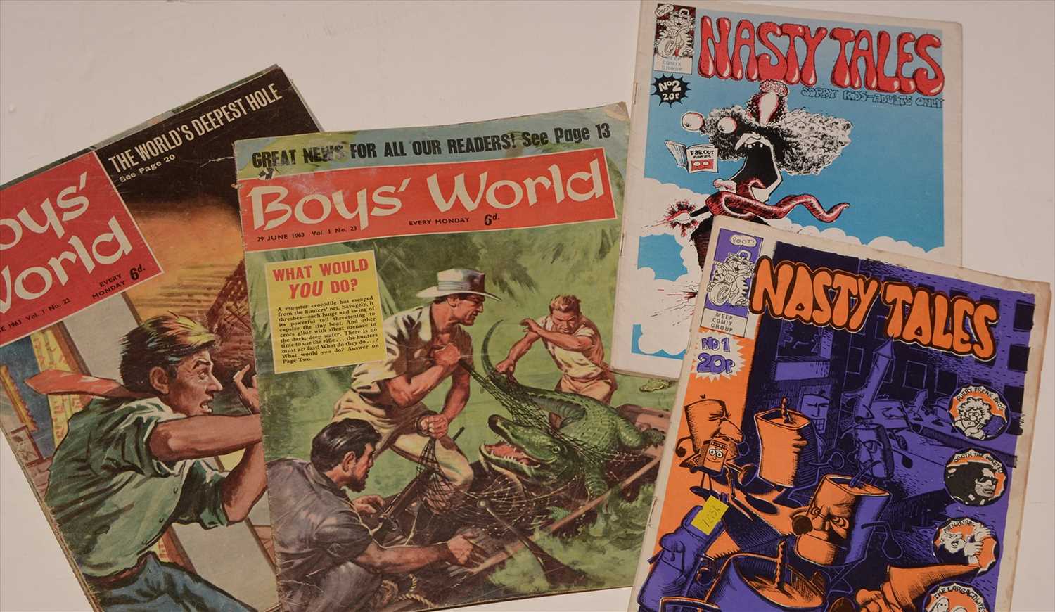Lot 3 - Boys' World and Nasty Tales.