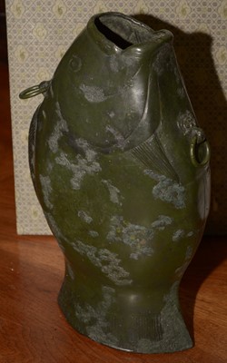 Lot 411 - Bronze fish form vase
