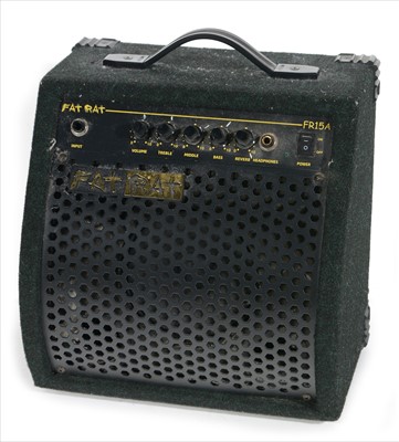 Lot 96 - Fat rat practice amplifier, set bongo drums
