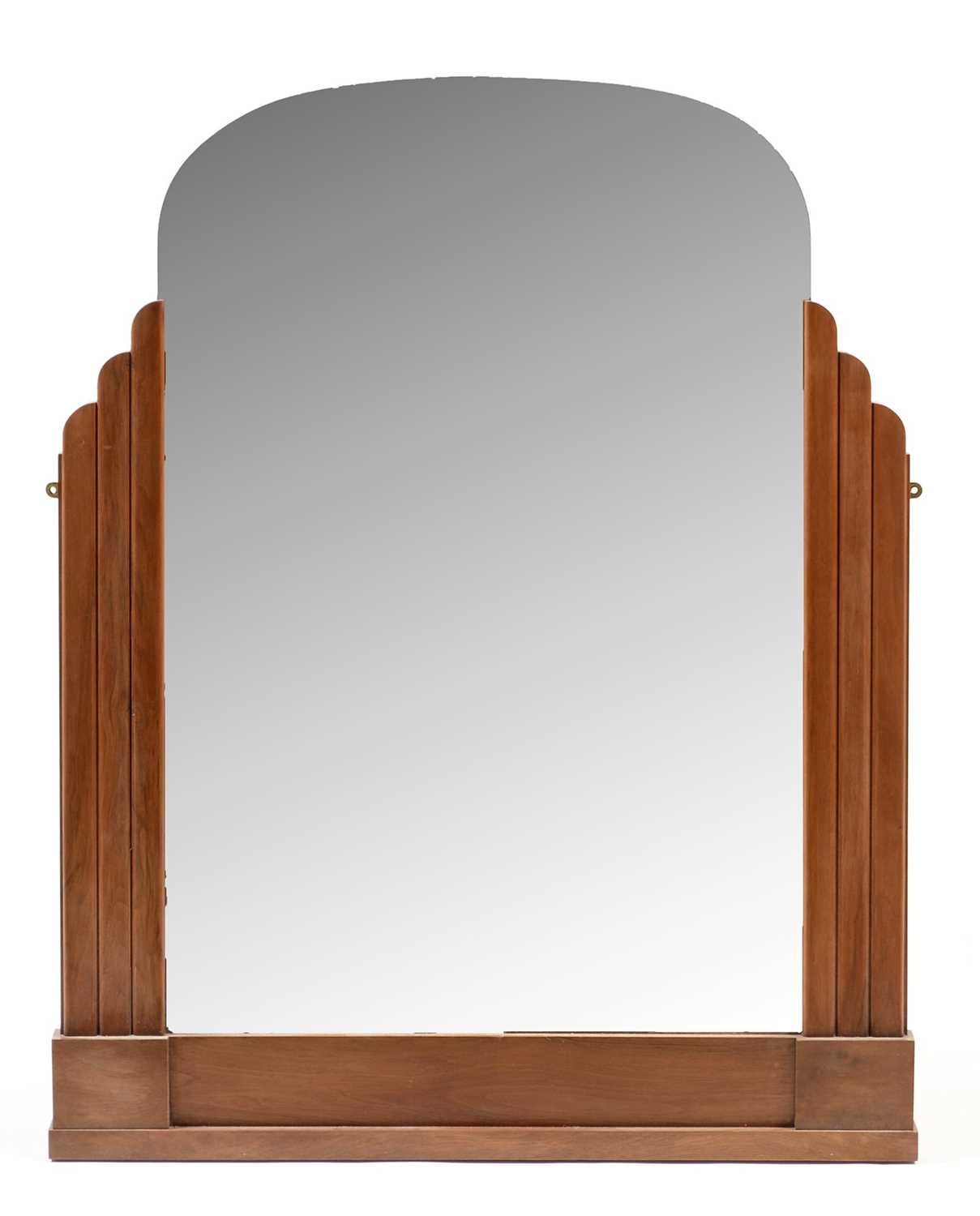 Lot 1131 - Art Deco teak framed overmantel mirror