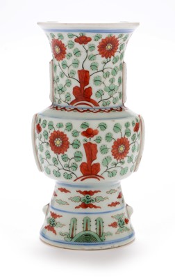 Lot 405 - Chinese Doucai Gu form Vase